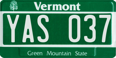 VT license plate YAS037