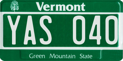 VT license plate YAS040