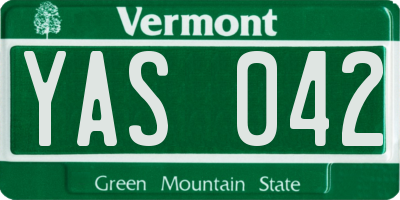 VT license plate YAS042