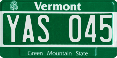 VT license plate YAS045