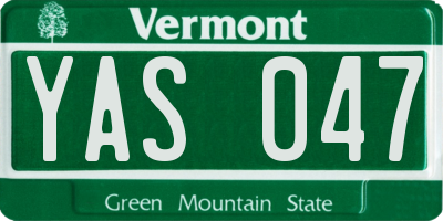 VT license plate YAS047