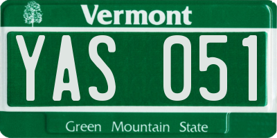 VT license plate YAS051