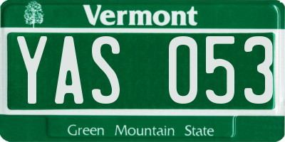 VT license plate YAS053
