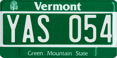 VT license plate YAS054