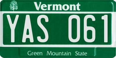 VT license plate YAS061