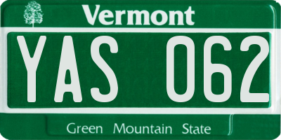 VT license plate YAS062