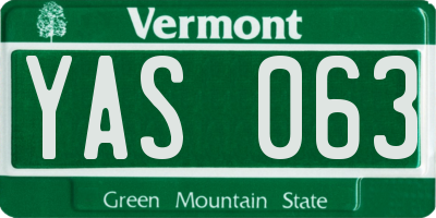 VT license plate YAS063