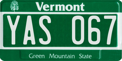 VT license plate YAS067