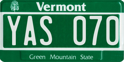 VT license plate YAS070