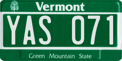 VT license plate YAS071