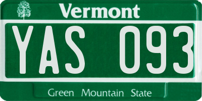 VT license plate YAS093
