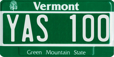 VT license plate YAS100