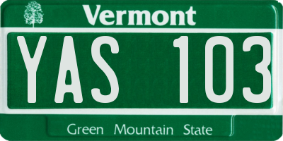 VT license plate YAS103