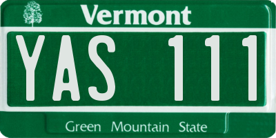 VT license plate YAS111