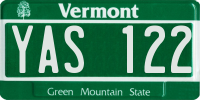 VT license plate YAS122