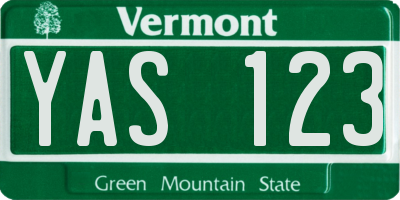 VT license plate YAS123
