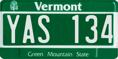 VT license plate YAS134