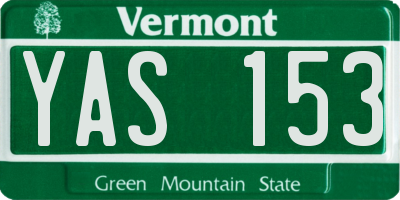 VT license plate YAS153