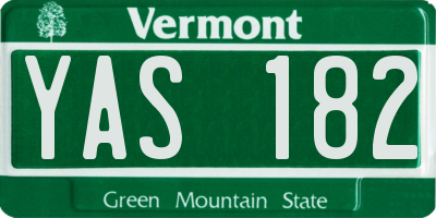 VT license plate YAS182