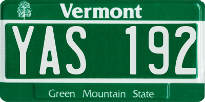 VT license plate YAS192