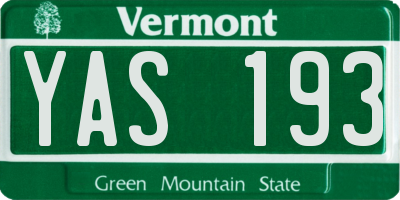 VT license plate YAS193