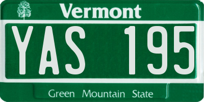 VT license plate YAS195