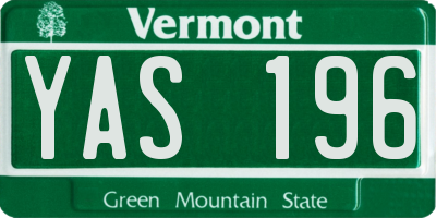 VT license plate YAS196