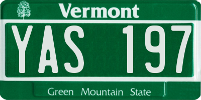 VT license plate YAS197