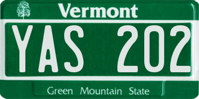 VT license plate YAS202
