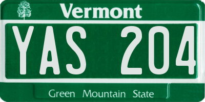 VT license plate YAS204