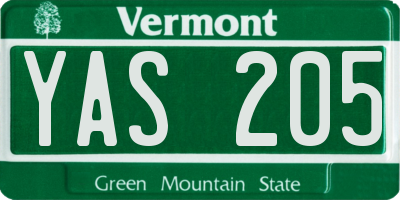 VT license plate YAS205