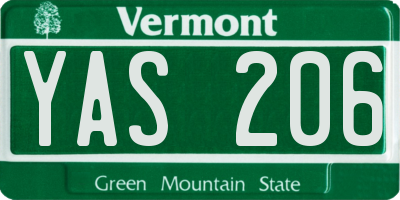 VT license plate YAS206