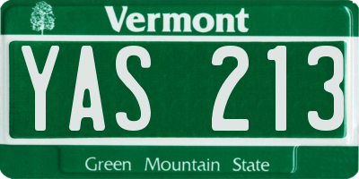 VT license plate YAS213