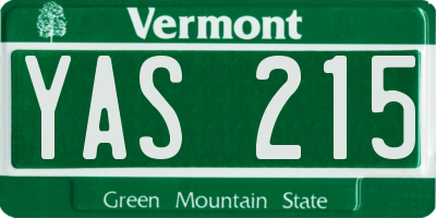 VT license plate YAS215
