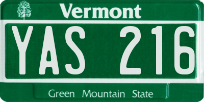 VT license plate YAS216