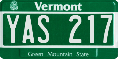 VT license plate YAS217