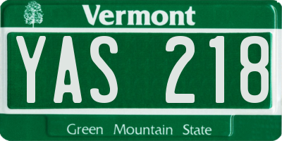 VT license plate YAS218