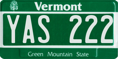 VT license plate YAS222