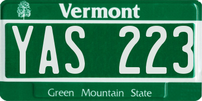 VT license plate YAS223