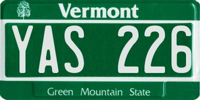 VT license plate YAS226