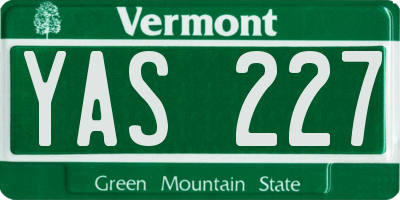 VT license plate YAS227
