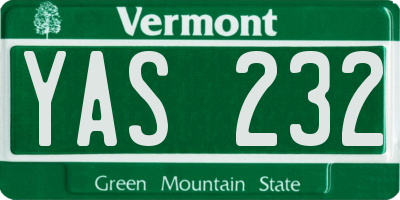 VT license plate YAS232