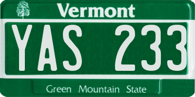 VT license plate YAS233