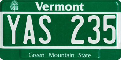 VT license plate YAS235