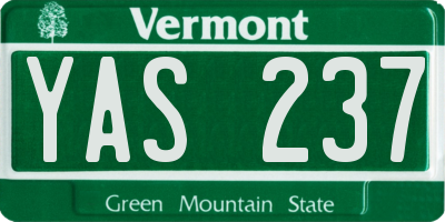 VT license plate YAS237