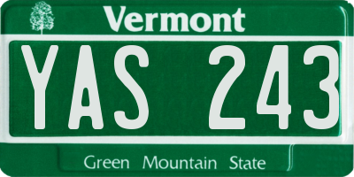 VT license plate YAS243