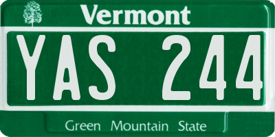 VT license plate YAS244