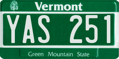 VT license plate YAS251