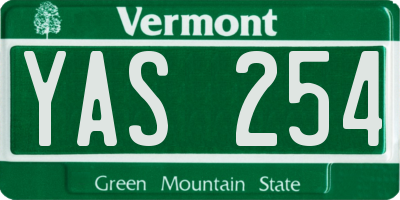 VT license plate YAS254