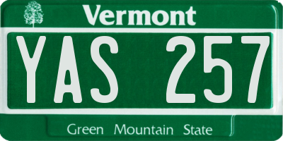 VT license plate YAS257
